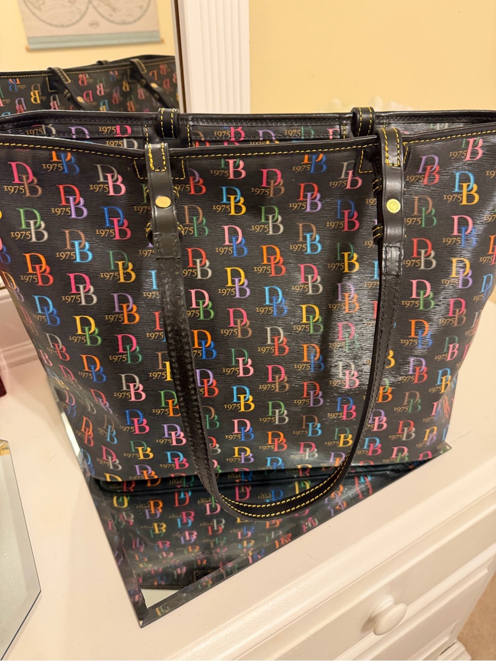 Dooney & Bourke Black Multicolor DB Logo Tote